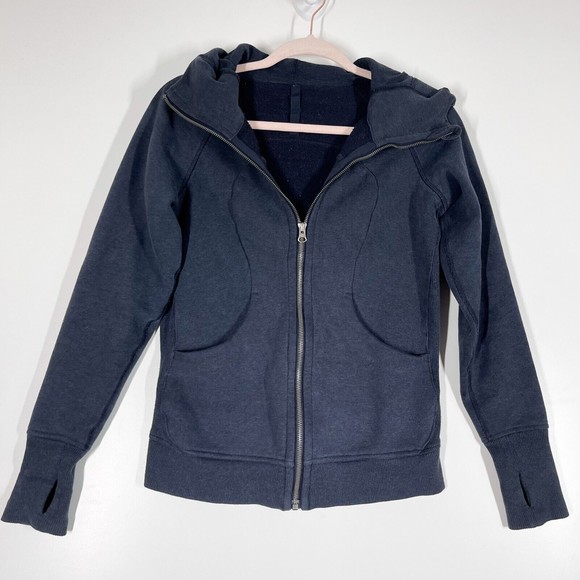 Lululemon Scuba Full Zip Hoodie Women's Blue Thumbholes‎ Cozy Activewear Size 4 - Picture 2 of 9